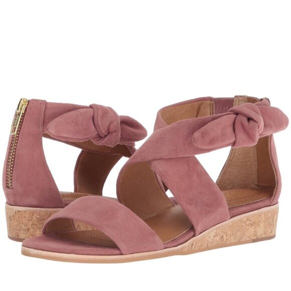 Corso Como Rasque Wedge Sandal Size 8.5 Blush Pink Suede Open-Toe Bow Detail - Picture 9 of 9